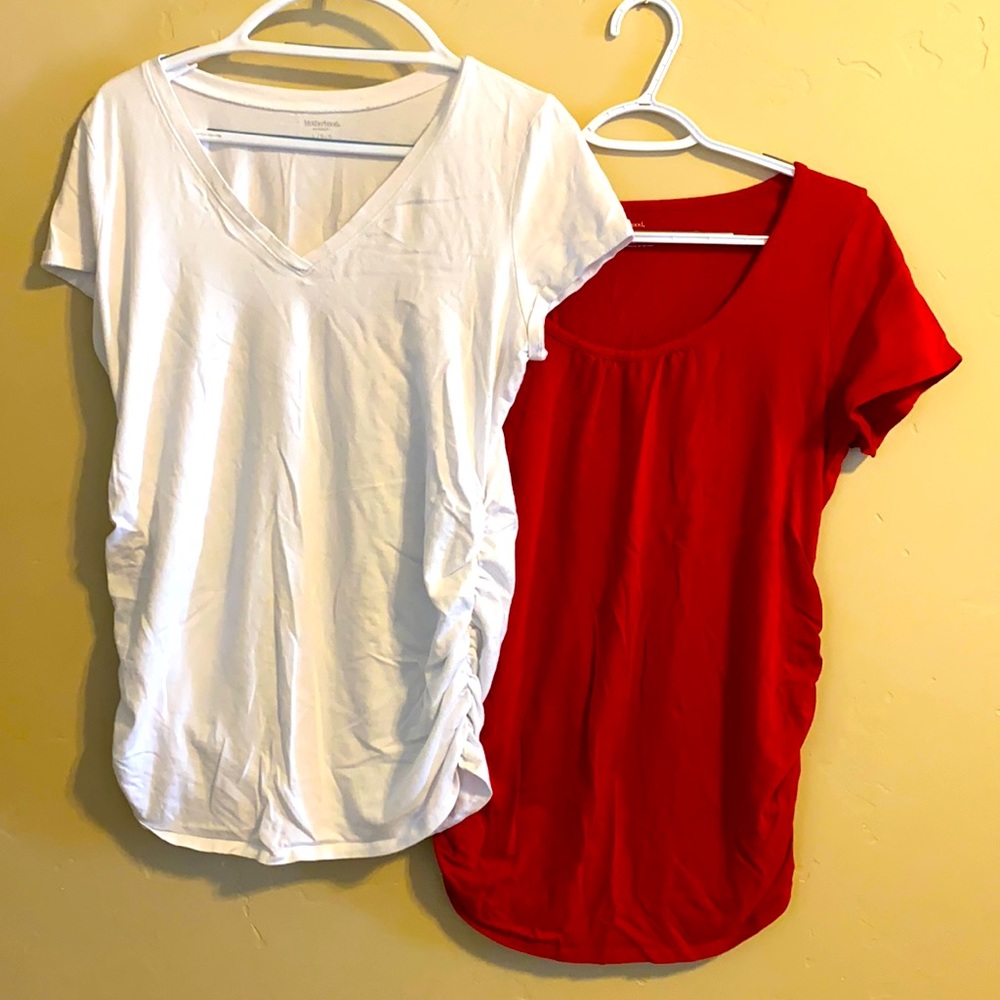 Motherhood Maternity tees, both size L, $14 for both, good condition